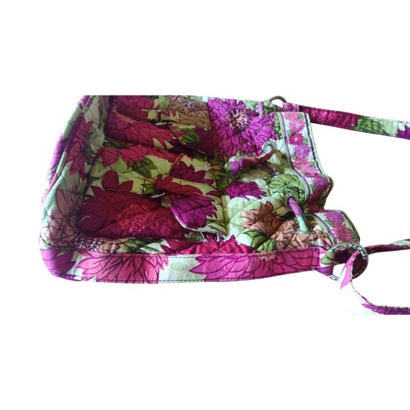 Vera Bradley Hello Dahlia Pink Floral Cotton Quilted Drawstring Shoulder Bag 12" - Picture 13 of 14